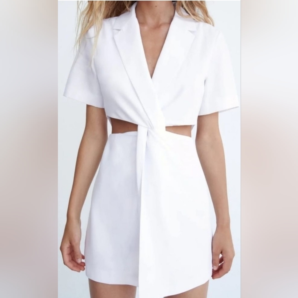 Zara White Blazer Cutout Dress